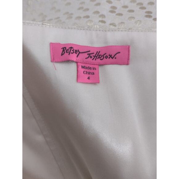 Vintage Betsey Johnson White Gold Polka Dot Strapless Cocktail Party Dress Size4 - Picture 14 of 16